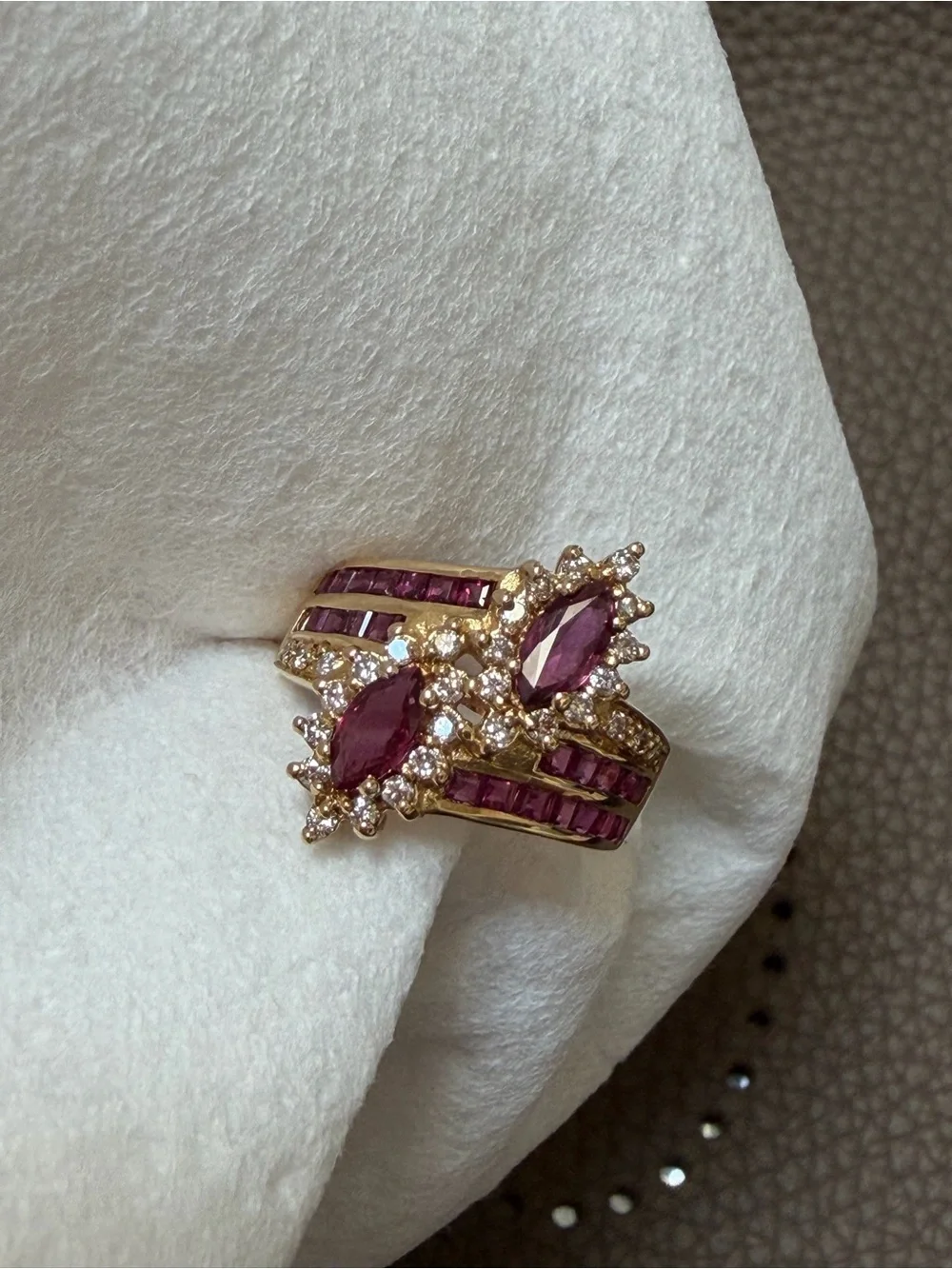 18k Ruby & Diamond Vintage Toi Et Moi Ring